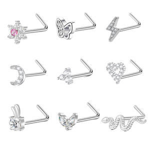 <span class=keywords><strong>Anneau</strong></span> nasal en acier inoxydable 316L cristal CZ clous de nez en forme de L <span class=keywords><strong>piercing</strong></span> nasal carré bijoux de corps pour femmes - Product Image 4