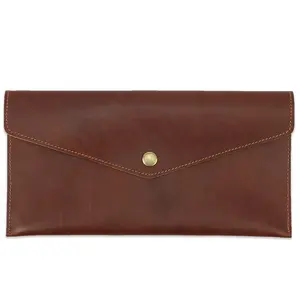 Multi-Function Mobile Phone Pouch Checkbook Holder Cover Slim Vintage Men Clutch Leather Envelope Wallet