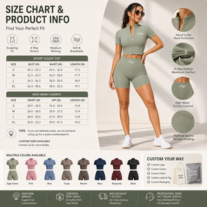 Ensemble <span class=keywords><strong>de</strong></span> <span class=keywords><strong>sport</strong></span> zippé à manches courtes pour <span class=keywords><strong>femme</strong></span> – Veste et short <span class=keywords><strong>de</strong></span> yoga personnalisés style streetwear – Survêtement - Product Image 4