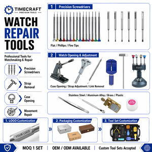 Kit d'outils de réparation de montres 100 pièces en alliage d'aluminium pour couper les bracelets, ouvrir les fonds de boîtier, retirer les batteries et changer les piles - Product Image 5