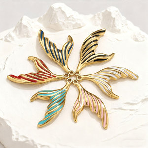 Dijes Personalizados Impermeables al por Mayor, Chapados en Oro de 14k y 18k, de Acero Inoxidable 316L, con Diseño de Cola de Ballena y Pez Esmaltada, para Fabricación de Joyas - Product Image 3