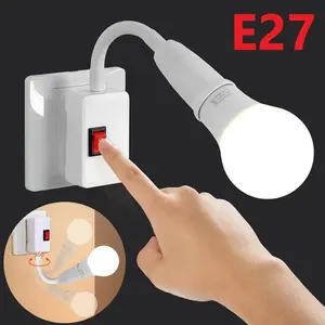 Portalámparas Giratorio de Enchufe Directo E27 con Interruptor, Adaptador de Enchufe EU/US, Base para Lámpara LED de Mesa - Product Image 1