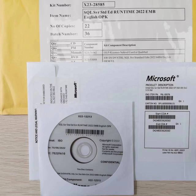 SQL Server 2022 Standard DVD Version, Including Lifetime Key, Unlimited Core CAL, 100% Online Activation
