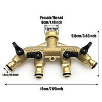 Répartiteur de tuyau en laiton à 4 voies 3/4'' pour jardin, connecteurs d'irrigation, adaptateur de robinet, raccord rapide, norme UE, extérieur