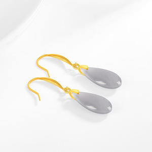 Boucles d'oreilles en jade naturel de Hotan en forme de goutte d'eau, argent S925, design original, bijoux féminins, certificat d'évaluation D1100 - Product Image 3