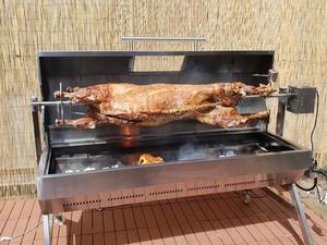 Dual Fuel Stainless Steel <strong>BBQ</strong> Spit <strong>Charcoal</strong> <strong>Gas</strong> Pig Roaster Heavy Duty Commercial Barbecue Grill 1500mm Party Adjustable Trolley - Product Image 6