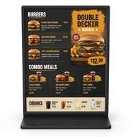 Papan Menu Digital Android LCD untuk Meja, Stand Display Pameran, Layar Terpisah, Sentuh, Otomatis Nyala/Mati, Video, CMS Berbasis Cloud
