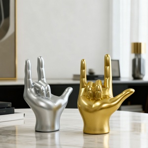 Artesanías de Resina, Decoraciones 3D en Forma de Mano Dorada con la Frase 'Te Amo' para Fiestas de Cumpleaños, Viajes, Recuerdos, Oficina y Regalos - Product Image 3