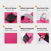 Harness Anjing Anti Lepas dengan Pengunci Geser, Tempat Pelacak Terintegrasi, List Reflektif Perak, D-Ring Ekstra untuk Lampu LED, Pegangan Berbantalan