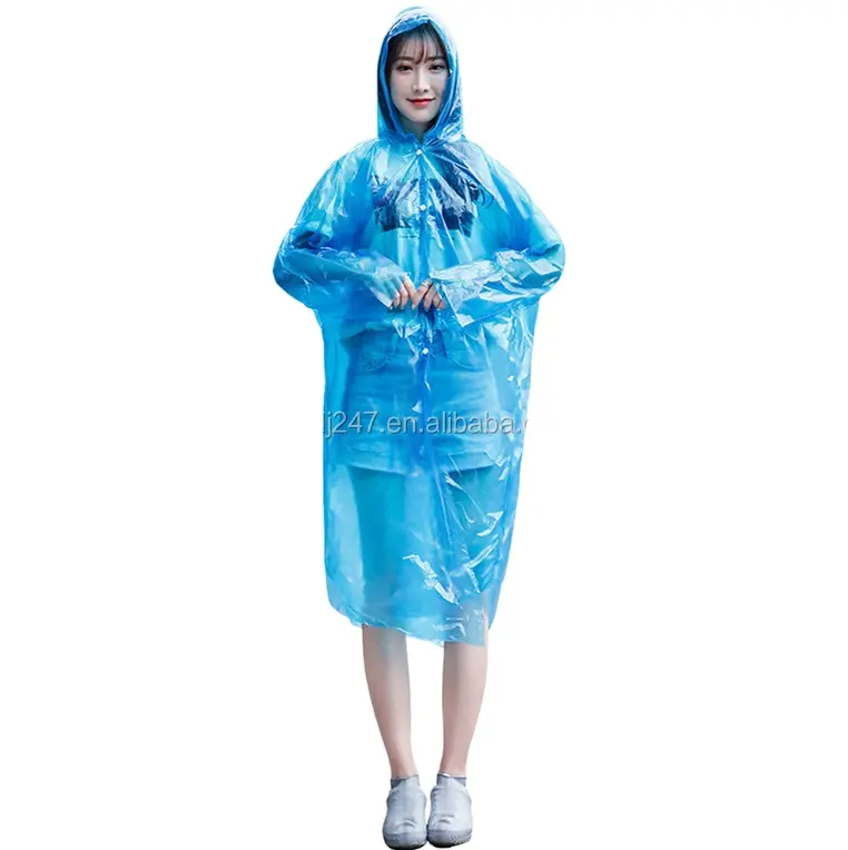 Kalınlaşmış olmayan tek kullanımlık yağmurluk moda EVA yetişkinler açık seyahat taşınabilir tek parça yağmurluk