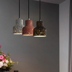 Petite suspension industrielle moderne en béton avec motif creux imprimé en 3D pour décor de café et de restaurant - Product Image 1