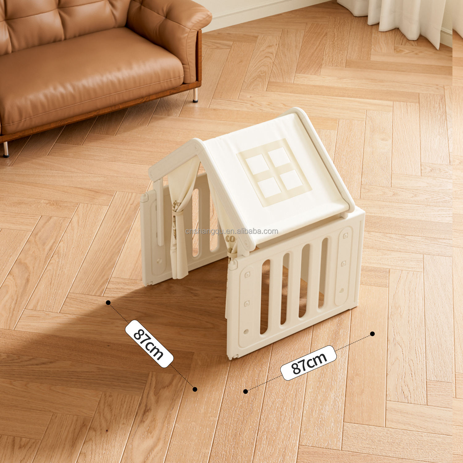 Parc pour bébé blanc, cabane de jeu 1