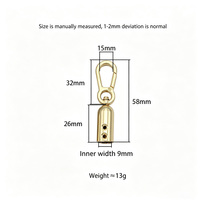 Embouts de cordon métalliques dorés de 9 mm avec fermoir mousqueton pivotant, double verrouillage à vis, terminaux de barillet pour sangle de sac à main