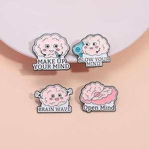 Precio al por mayor Nuevo y adorable broche de metal grabado con diseño de cerebro y pensamiento <span class=keywords><strong>divergente</strong></span> para ropa, cuello y mochila - Product Image 1