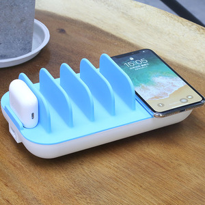 Escritorio Universal 5 puertos teléfonos móviles Multi dispositivo <span class=keywords><strong>cargador</strong></span> multifuncional Usb estación de carga inalámbrica para tableta teléfono celular - Product Image 4