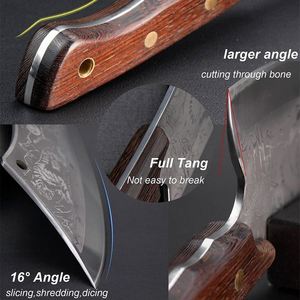 Vente en gros de couteau à découper forgé à usage intensif manche en bois couperet de boucher motif de couteau couperet à viande de cuisine gaine en cuir - Product Image 2