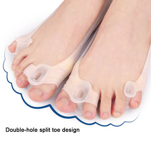 Séparateur d'orteils à double trou avec bande de résistance élastique pour <span class=keywords><strong>Hallux</strong></span> <span class=keywords><strong>Valgus</strong></span> - Product Image 2
