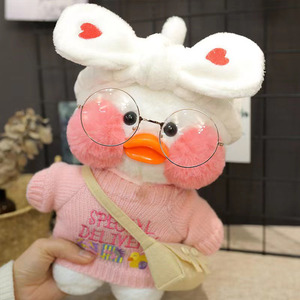 Peluches créatives Lalafanfan en forme de canard jaune avec vêtements brodés <span class=keywords><strong>et</strong></span> lunettes, rembourrées en coton PP, jouets <span class=keywords><strong>et</strong></span> oreillers en peluche - Product Image 5