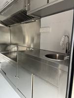 Remorque alimentaire à toit plat SL-6-1 avec panneau publicitaire personnalisé, friteuse et hotte, cuisine simple pour petite entreprise, frites, poulet, barbecue, hot-dogs