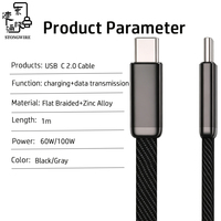 Cable de Carga Rápida Tipo-C a Tipo-C, 60-240W, 5A, 1m/2m, Trenzado de Nailon, Carcasa de Aleación de Zinc, PD 3.1, para Computadora, Auriculares, Cámara e iOS