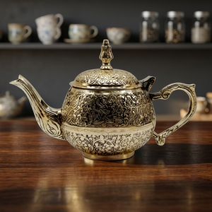 Théière vintage en métal avec couvercle et poignée, pot à eau décoratif, bouilloire - Product Image 3