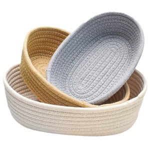 Cotton Thread Woven <strong>Small</strong> <strong>Storage</strong> <strong>Basket</strong> for Desktop Fabric <strong>Storage</strong> and Miscellaneous Item Organizing - Product Image 5