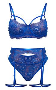 Set Bra grosir cincin baja seksi berkumpul korset dengan pakaian erotis renda <span class=keywords><strong>3</strong></span> potong Lingerie seksi - Product Image 6