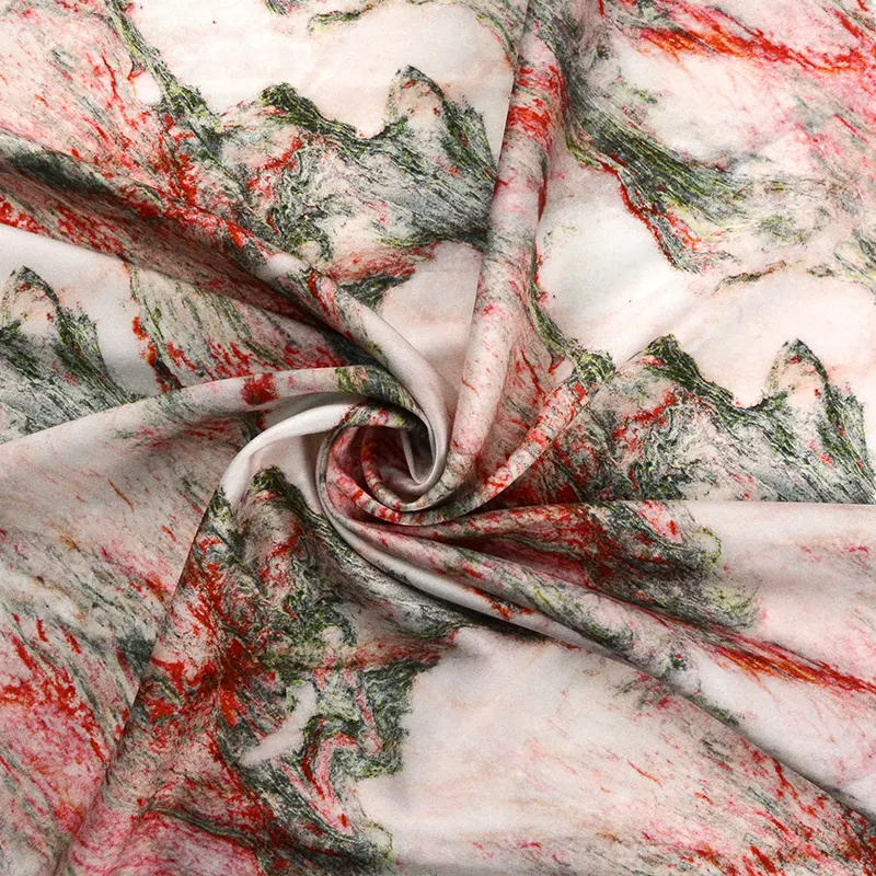 Mode baru kustom Digital motif bunga tropis lembut spandeks poliester kain Satin untuk gaun