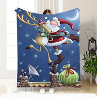 Couverture en flanelle à imprimé rennes de Noël, douce et chaude, pour la décoration de la maison, plusieurs styles