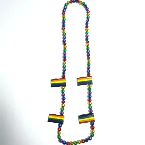 Mardi gras pequenos colares de contas Rainbow National Flag U.S. National Flag colar Mardi gras desfile lança grânulos Specialty