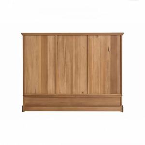 Mueble de Almacenamiento para Sala de Estar, Minimalista, Hecho a Mano, Ahorra Espacio, Madera de Teca Sólida, Puerta de Vidrio, Cajones - Product Image 4
