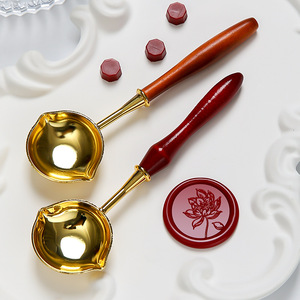Cuillère à double embout dorée pour la cire, outil de scellage, accessoire pour la cire, ensemble de cuillères chauffantes pour la fusion des granulés de cire - Product Image 2