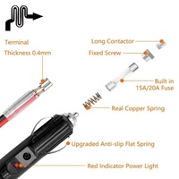 Prise allume-cigare pour voiture Borne de chargeur 24V avec câble solaire 15cm 2 prise mâle pour cigare avec pince à oreilles