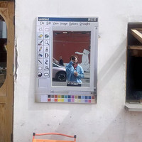 Espejo de Pared con Diseño Retro de Software de Dibujo, con Barra de Herramientas y Menú Clásicos, para Decoración de Oficina Geek, Personalizable