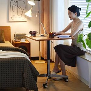 Solid Wood Height Adjustable Coffee <b>Table</b> <b>With</b> <b>Wheels</b> 70cm Round Living Room Sofa <b>Side</b> <b>Table</b> - Product Image 4