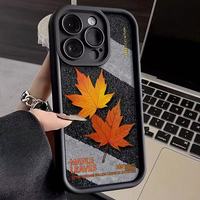 Coque de téléphone créative motif feuille d'érable pour iPhone 16 15 17 18 Pro Max 14 13 12, couleur bonbon, coque arrière