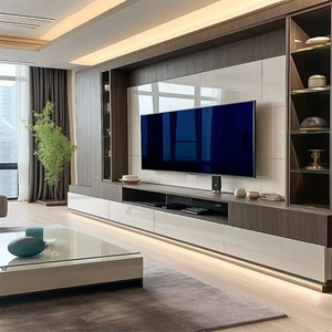 Integrated TV Cabinet Wall Unit Living Room Custom Full-Wall Storage Cabinet TV Stand Furniture for Home Use - Product Image 4