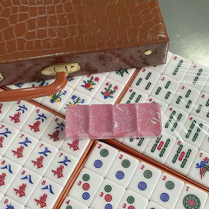 Luxury Modern Foldable Portable Sparkle Purple Glitter American Mahjong Tiles Two Layer Transparent Acrylic US <strong>Majong</strong> <strong>Set</strong> - Product Image 4
