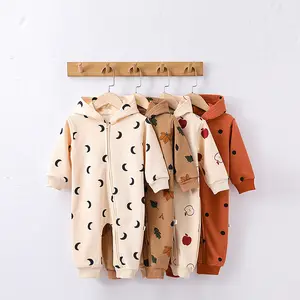 Factory Price Newborn Kids Romper High Quality Infant Baby Bodysuits Print Design Thick Winter Clothes Romper