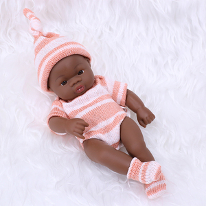 Bambole Reborn Afroamericane Mini da 20 cm per Bambine, Giocattoli Realistici con Pelle Nera in Silicone - Product Image 2