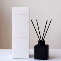 Bouteille diffuseur de parfum en verre de luxe, noire mate, carrée, 50ml, 100ml, 200ml, avec embout fileté, pour diffuseur de parfum d'ambiance.