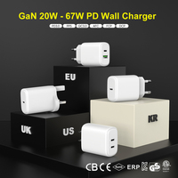 Cargador USB Tipo C GaN de Fábrica, 25W 45W 65W 100W 140W PPS QC, Adaptador de Carga Rápida para Teléfono Móvil con Certificado KC
