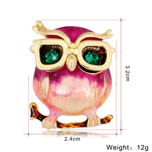 Broche de búho de 18K para mujer, broche de <span class=keywords><strong>Animal</strong></span> con diamantes de imitación de cristal austriaco esmaltado para mujer, broches de diseños de lujo - Product Image 6