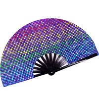 Ventilateur à main en plastique imprimé avec logo de 13 pouces Ventilateurs pliants Kung Fu & Gay Pride Style Feng Shui pour les festivals et les fêtes avec sacs