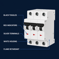 Disjoncteur miniature ignifuge Wanbo-374 3P C32 400V avec livraison rapide pour la protection de sécurité industrielle basse tension