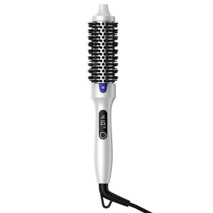 Herramienta de estilismo de cepillo de soplado portátil con pantalla de temperatura LED calentada PTC Cepillo de pelo redondo de color personalizado para uso en viajes - Product Image 3