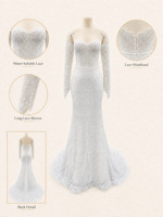 Robe de mariée trompette ivoire grande taille à épaules dénudées, avec décolleté cœur et appliques en dentelle, pour les acheteurs de boutiques de mariage, sur mesure