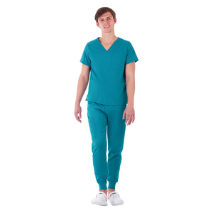 Vente en gros Teal personnalisé Medicos à la mode extensible Tarmac vert uniforme médical hôpital soins infirmiers gommages ensembles uniforme survêtement costume - Product Image 3
