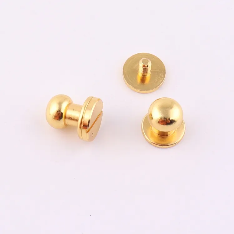 Màu Vàng 8Mm Rắn Brass Kim Loại Vít Trở Lại Nút Stud Cho Da Thủ Công