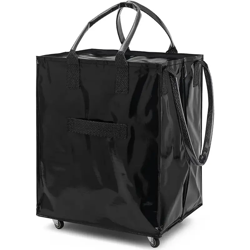 पहियों पर पुन: प्रयोज्य किराना बैग शॉपिंग ट्रॉली पहियों के साथ फोल्डेबल रोलिंग टोट शॉपिंग बैग